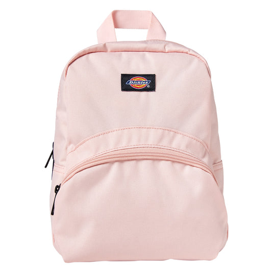 This Dickies versatile mini backpack stores all your essentials in a compact main compartment and smaller zip pocket - lotus pink front