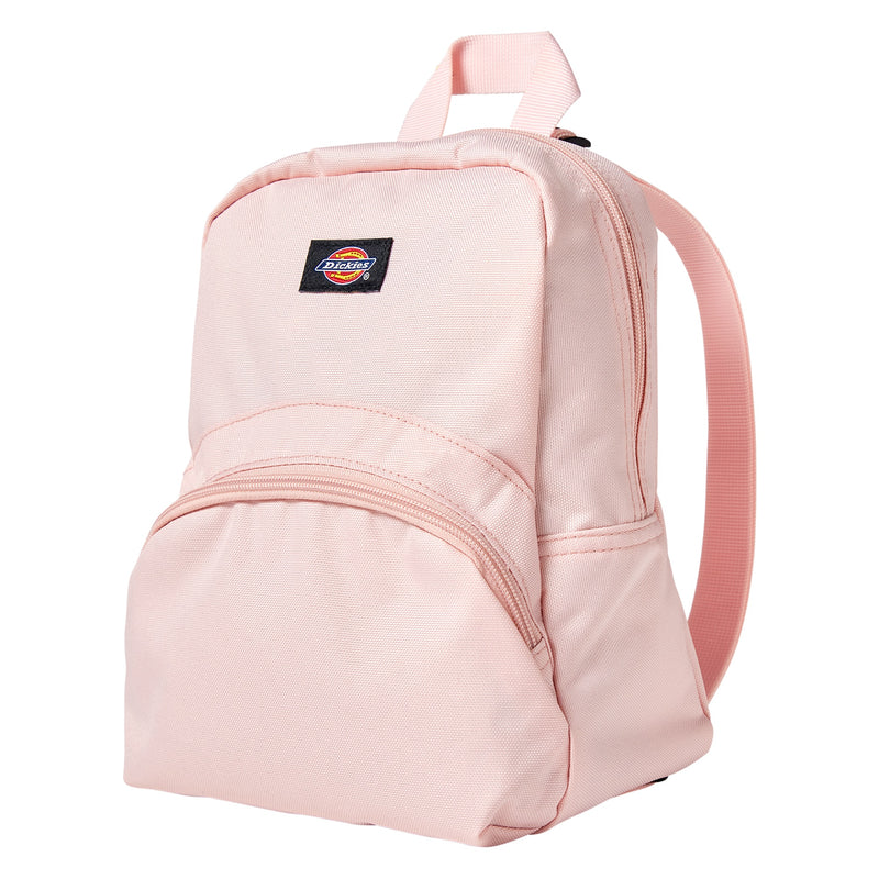 Load image into Gallery viewer, This Dickies versatile mini backpack stores all your essentials in a compact main compartment and smaller zip pocket - lotus pink side
