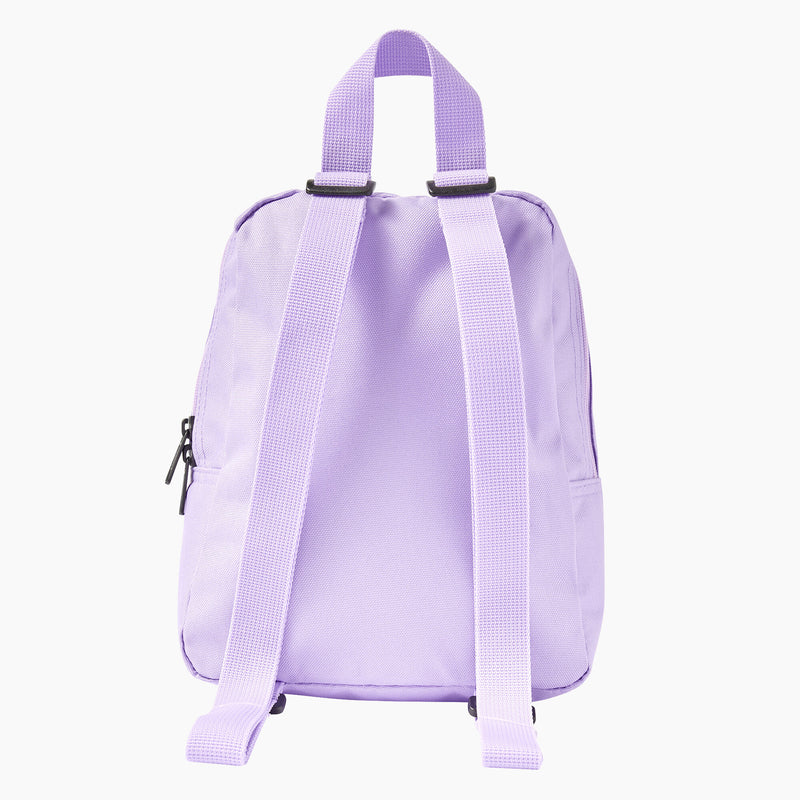 Load image into Gallery viewer, This Dickies versatile mini backpack stores all your essentials in a compact main compartment and smaller zip pocket - purple back

