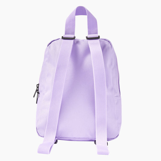 This Dickies versatile mini backpack stores all your essentials in a compact main compartment and smaller zip pocket - purple back
