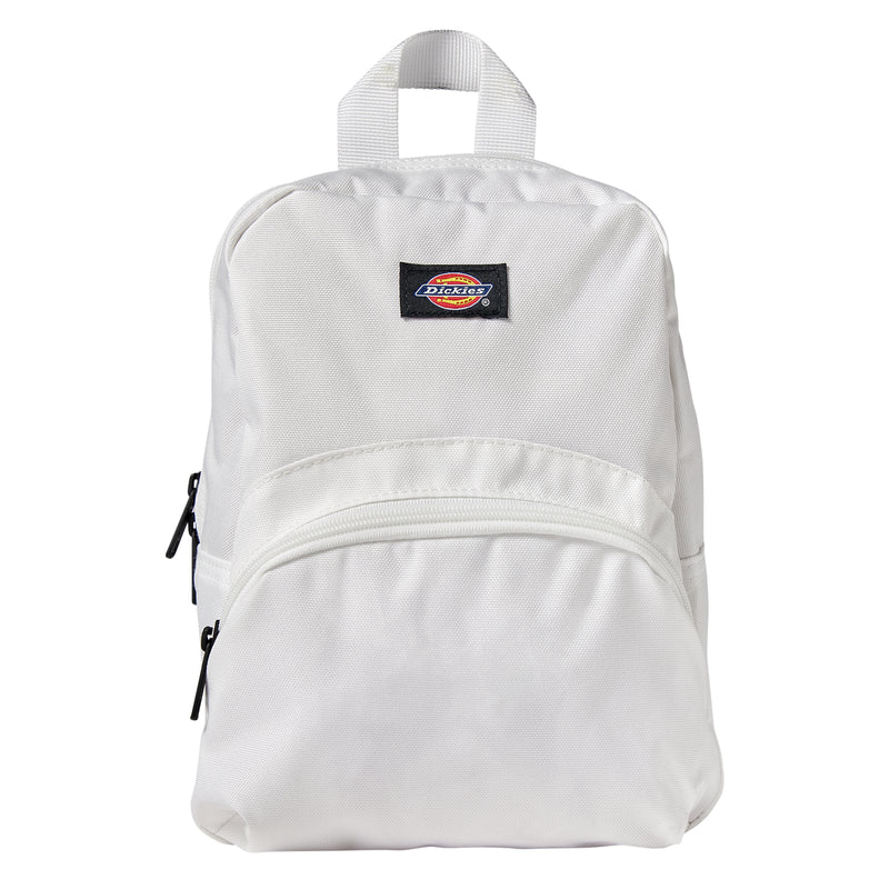 Load image into Gallery viewer, This Dickies versatile mini backpack stores all your essentials in a compact main compartment and smaller zip pocket - white front
