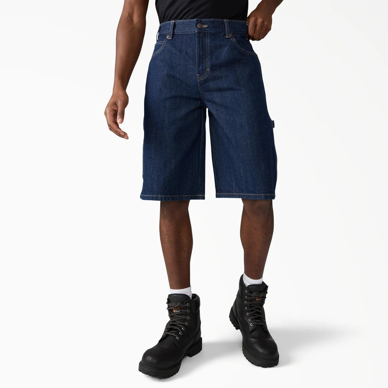 Load image into Gallery viewer, These heavy-duty denim work shorts deliver the rugged reliability you need on the job. Made with 100% cotton in a loose, comfortable fit, the 13" utility shorts feature a classic zipper closure and durable woven construction that stands up to tough conditions. Perfect for warm weather work days when you need freedom of movement without sacrificing the dependable quality your day demands.
