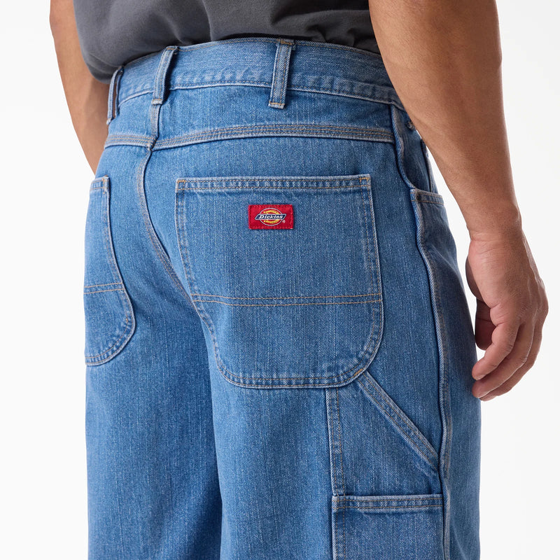 Load image into Gallery viewer, These heavy-duty denim work shorts deliver the rugged reliability you need on the job. Made with 100% cotton in a loose, comfortable fit, the 13" utility shorts feature a classic zipper closure and durable woven construction that stands up to tough conditions. Perfect for warm weather work days when you need freedom of movement without sacrificing the dependable quality your day demands.
