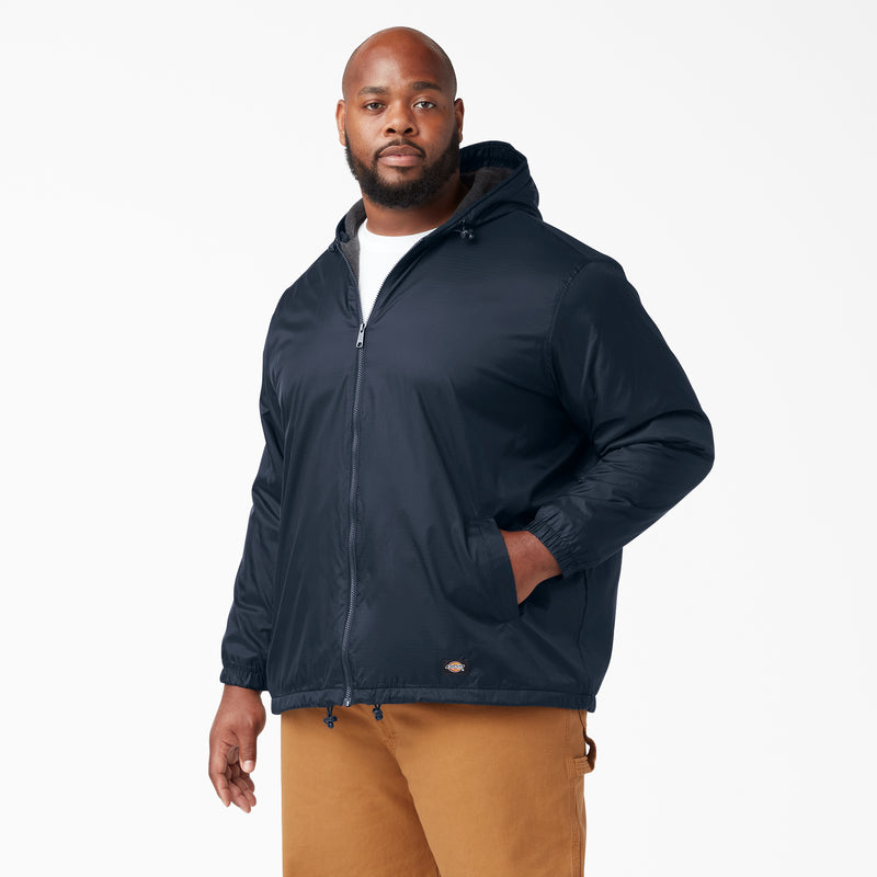 Load image into Gallery viewer, Dickies Fleece Lined Windbreaker Nylon Ripstop Hooded Jacket 33237 Dark Navy for Big and Tall

