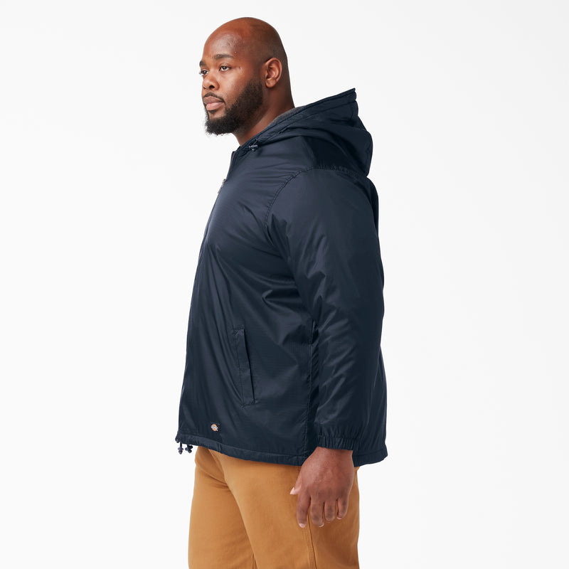 Load image into Gallery viewer, Dickies Fleece Lined Windbreaker Nylon Ripstop Hooded Jacket 33237 Dark Navy for Big and Tall
