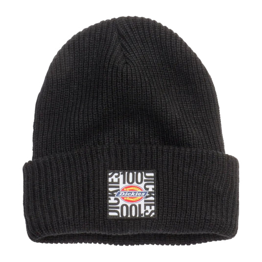 Black beanie with Dickies logo on a white background