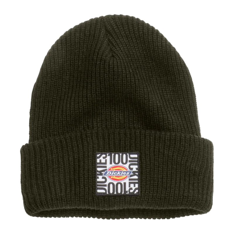 Load image into Gallery viewer, Dark green beanie with Dickies logo on a white background
