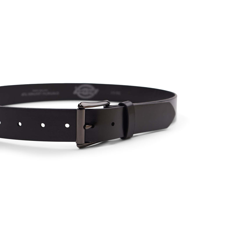 Load image into Gallery viewer, Black belt with a silver buckle on a white background
