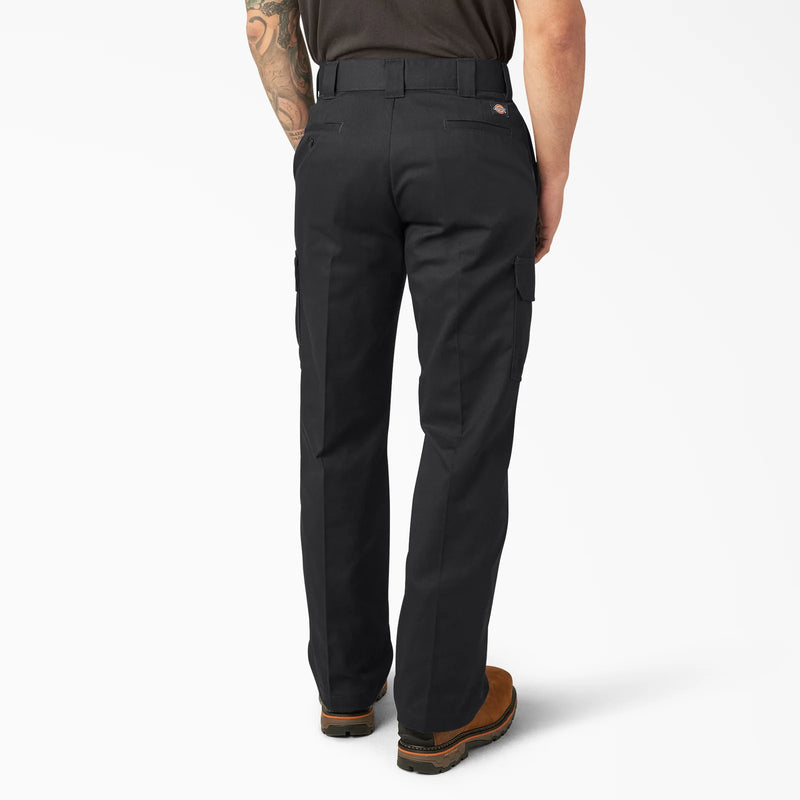 Load image into Gallery viewer, Person wearing black cargo pants on a white background

