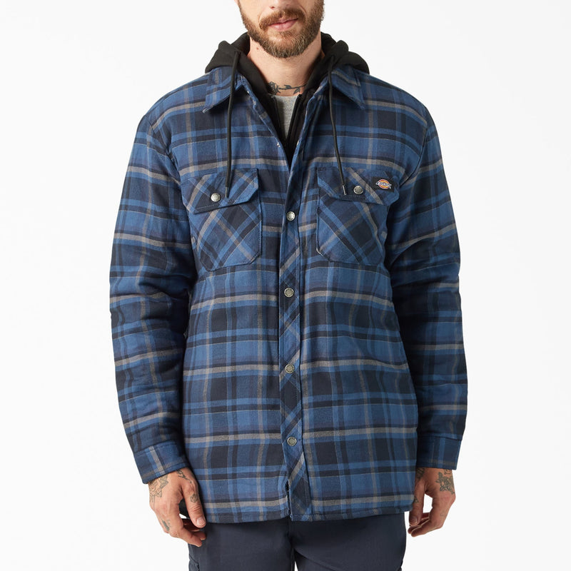 Load image into Gallery viewer, Man wearing a blue plaid jacket on a white background

