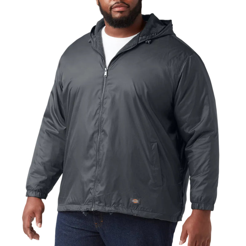 Load image into Gallery viewer, Man wearing a dark gray hooded jacket on a white background
