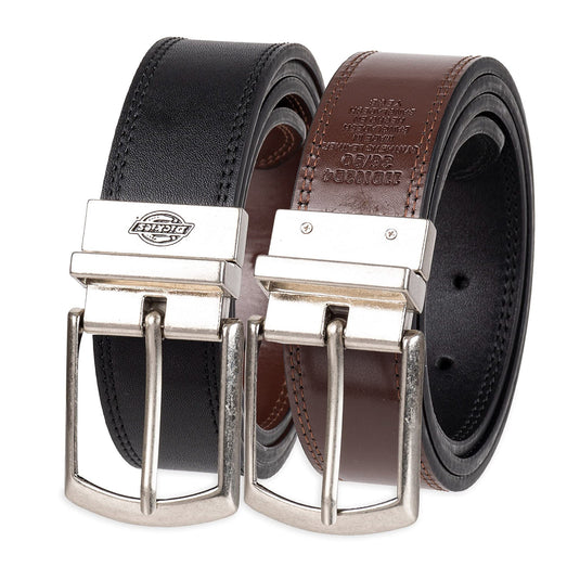 Brown and Black version of the same belt displayed with a silver buckle on a white background.