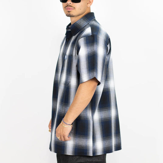 FB County Short Sleeve Checker Flannel Button Up Shirt