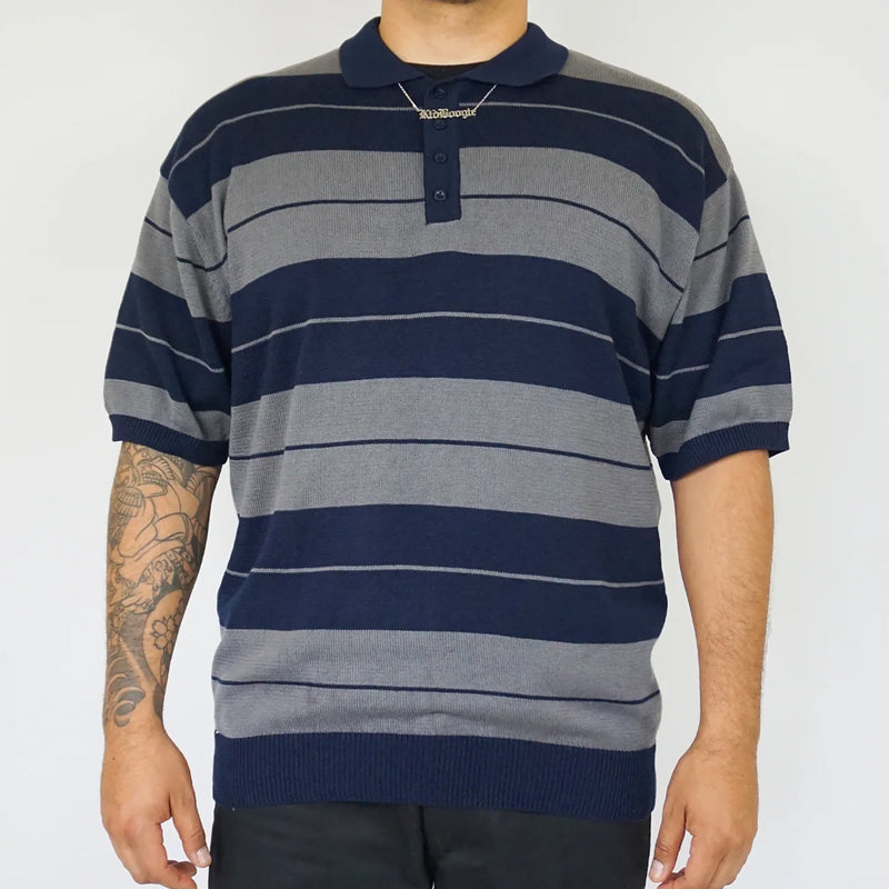 Load image into Gallery viewer, OG Charlie Brown Short Sleeve Shirt in navy and grey.
