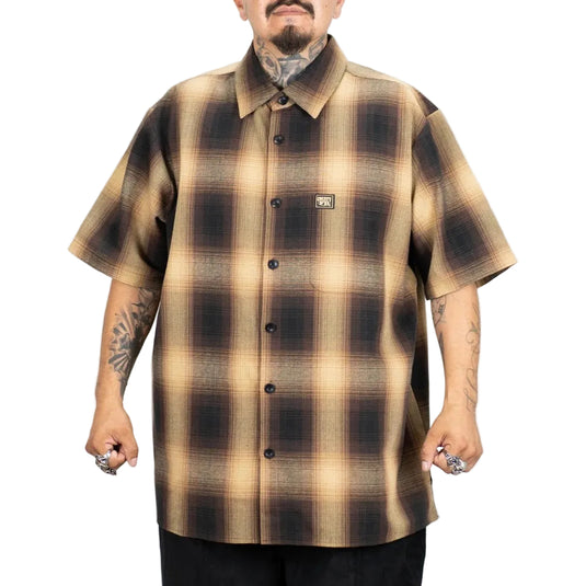 FB County S/S Checker Flannel Shirt - Black-Tan - Front