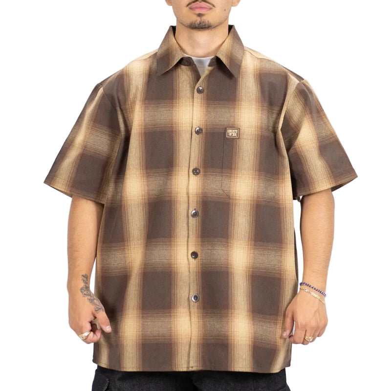 Load image into Gallery viewer, FB County S/S Checker Flannel Shirt - Brown-Tan - Front
