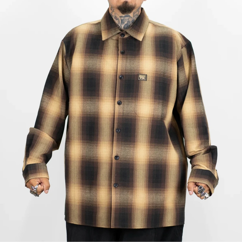 Load image into Gallery viewer, FB County L/S Checker Flannel Shirt - Black/Tan
