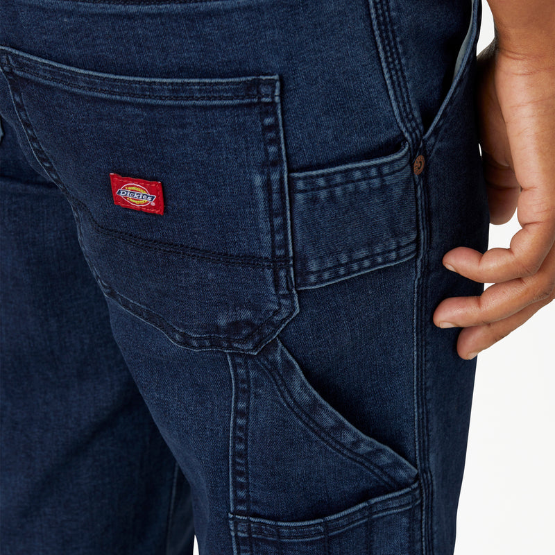 Load image into Gallery viewer, Dickies Women&#39;s FLEX Relaxed Fit Carpenter Jean Stonewashed Dark Blue - Right Detail
