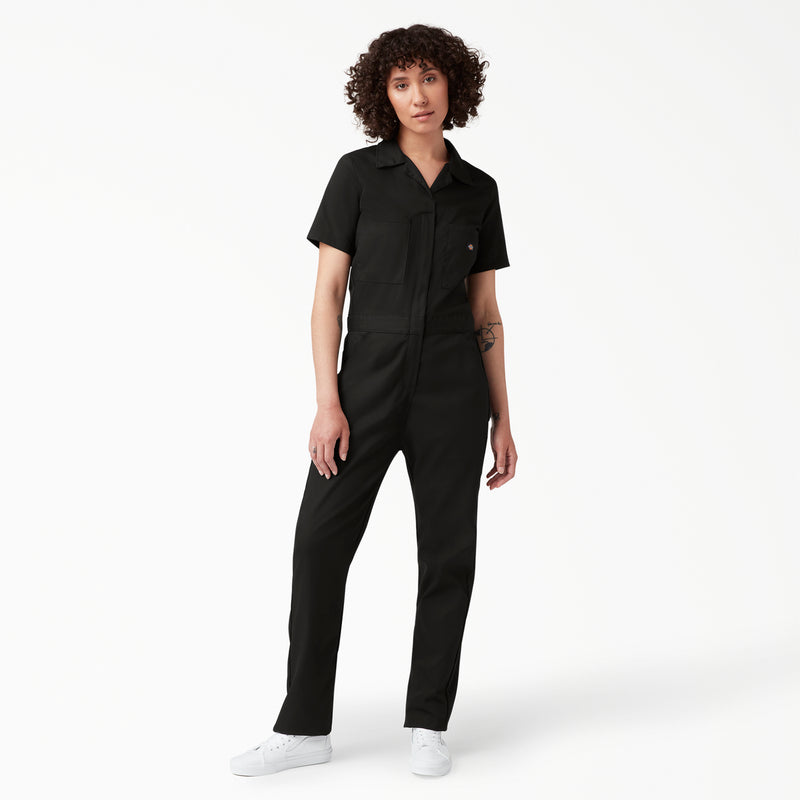 Load image into Gallery viewer, Dickies Women&#39;s FLEX Cooling Short Sleeve Coveralls Black - Front
