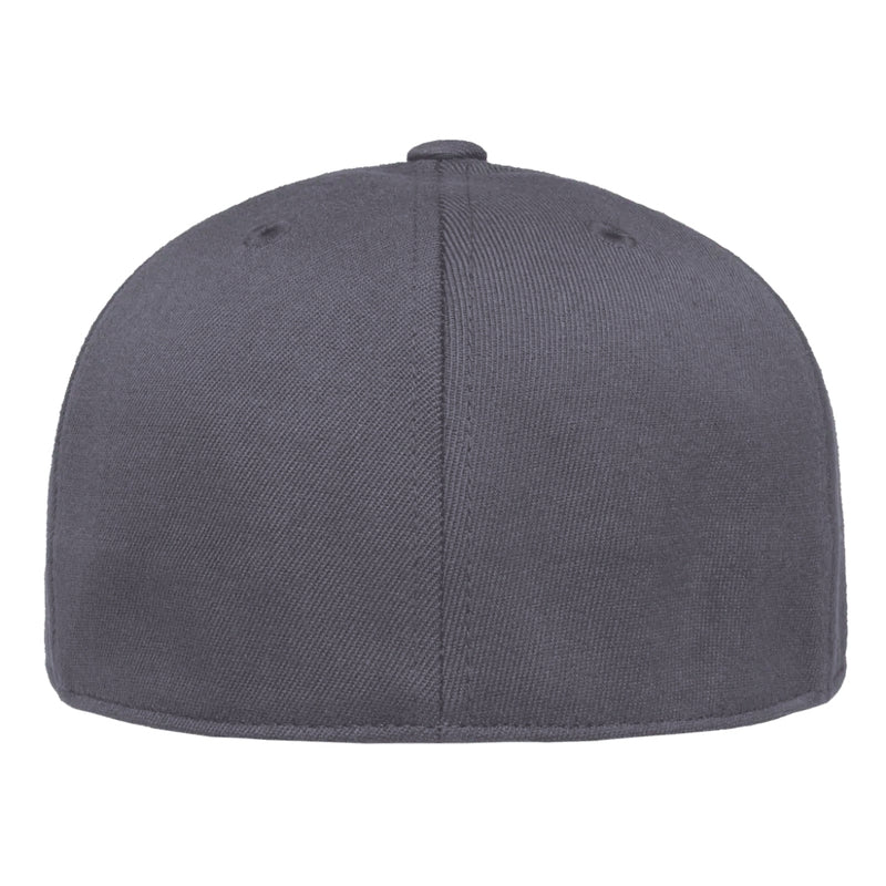 Load image into Gallery viewer, Inspired by premium on-field baseball gear, this photo is of the back of the Charcoal Gray FLEXFIT 210 cap combines advanced Flexfit Technology with high-quality fabrics for unmatched comfort, durability, and a secure fitted look. 
