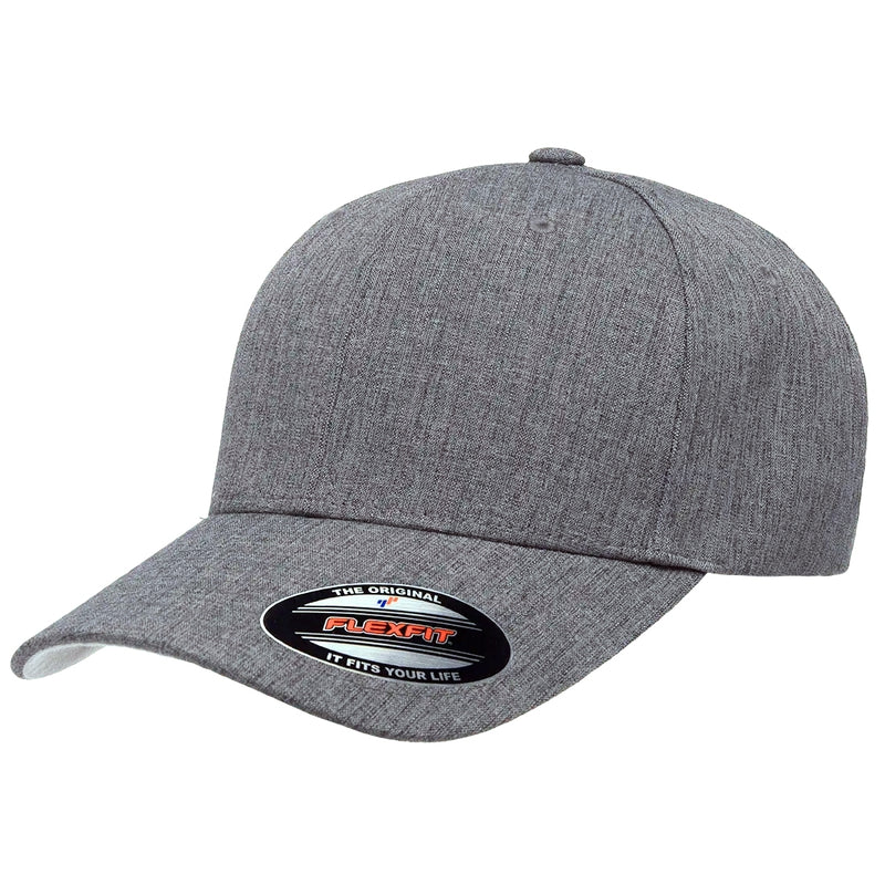Load image into Gallery viewer, Flexfit® HeatherLight cap complements your style with effortless versatility and modern comfort. Crafted from lightweight, stretchable melange dark gray heather gray fabric.
