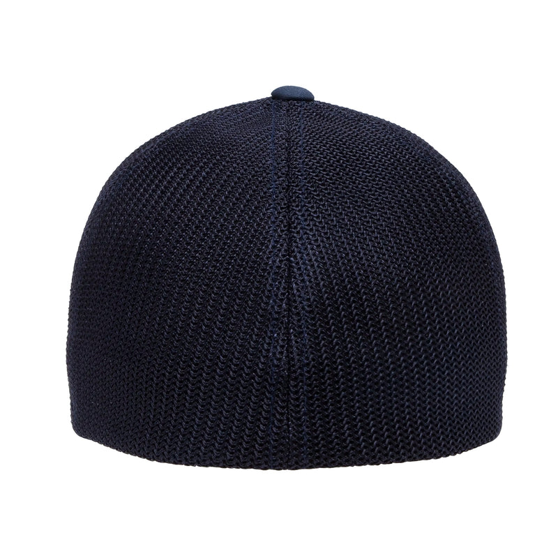 Load image into Gallery viewer, Navy blue Trucker cap with stretch mesh back panels in a fitted back look
