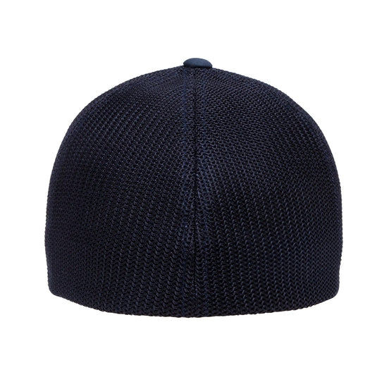 Navy blue Trucker cap with stretch mesh back panels in a fitted back look
