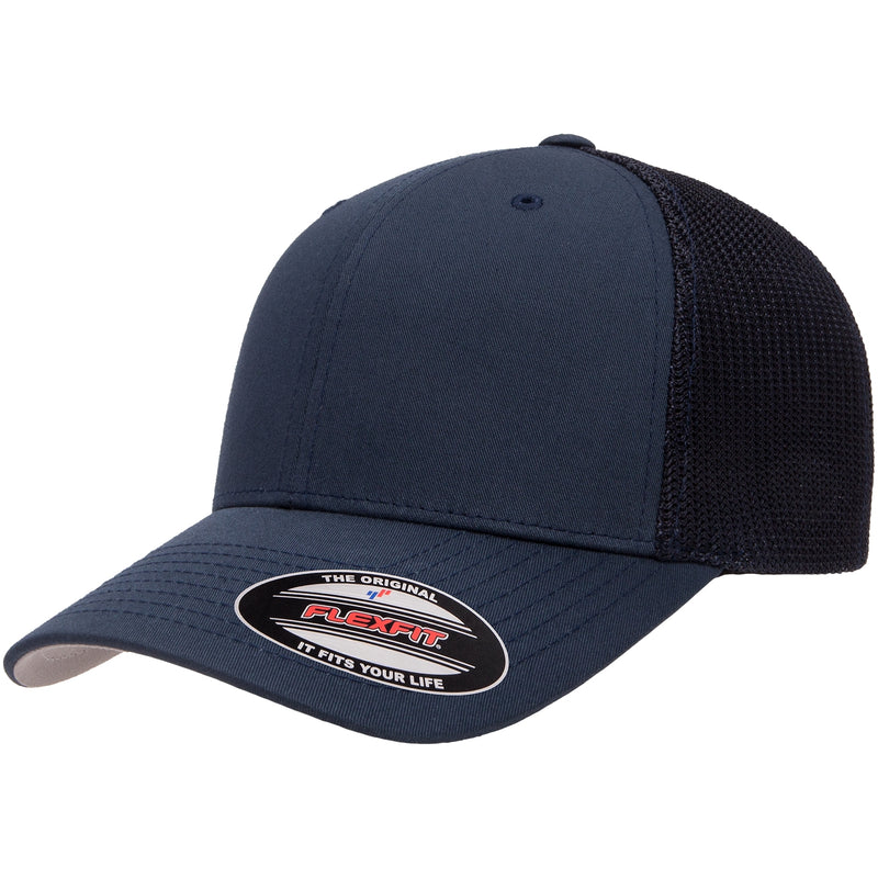 Load image into Gallery viewer, Navy blue Trucker cap with stretch mesh back panels
