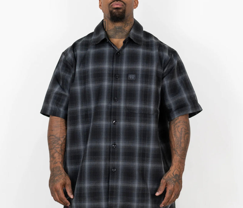 Load image into Gallery viewer, FB County S/S Checker Flannel Shirt - Black-Black - Front
