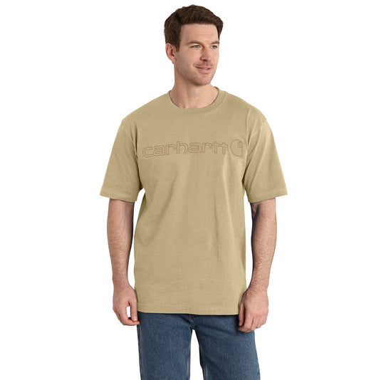 Carhartt Loose Fit Heavyweight Short Sleeve Signature Logo Tee - Beach Heather