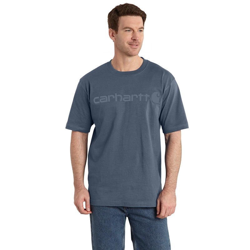 Load image into Gallery viewer, Carhartt Loose Fit Heavyweight Short Sleeve Signature Logo Tee - Bluestone
