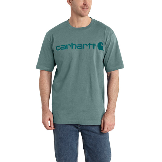 Carhartt Loose Fit Heavyweight Short Sleeve Signature Logo Tee Sea Pine Heather