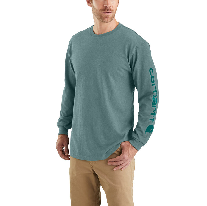 Load image into Gallery viewer, Carhartt Loose Fit Heavyweight Long Sleeve Logo Sleeve Graphic Tee - Sea Pine Heather
