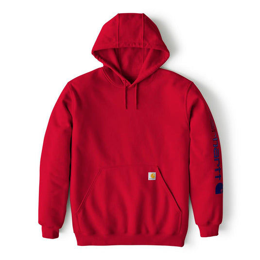 Carhartt K288 Loose Fit Sleeve Logo Hoodie - Industry Red - Front