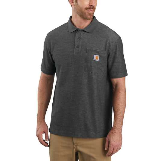 Carhartt K570 Loose Fit Midweight Short Sleeve Contractor's Pocket Polo in Carbon Heather (CRH)