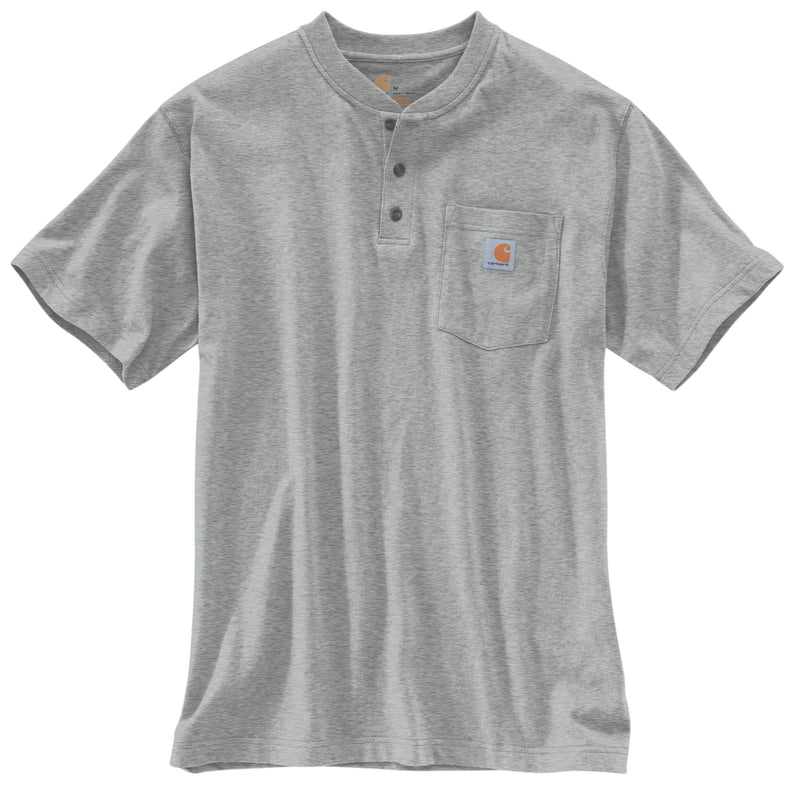 Load image into Gallery viewer, Carhartt K84 short sleeve henley t-shirt with 3 buttons and a Carhartt logo on the left chest pocket 
