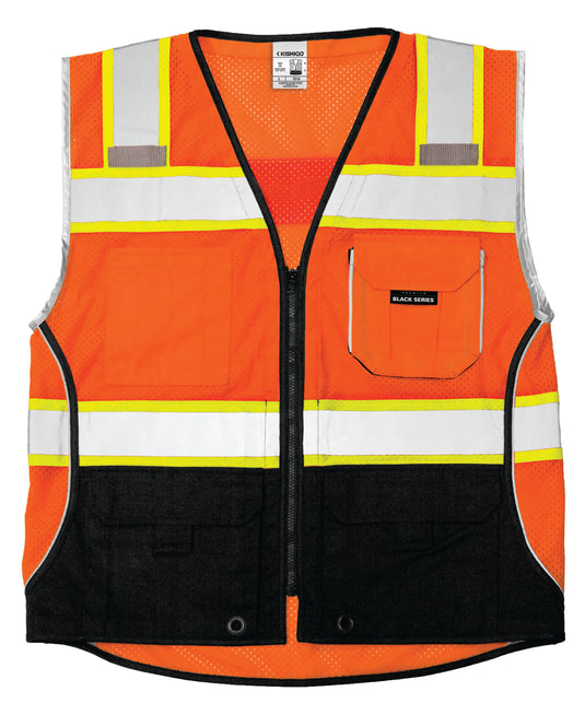 Kishigo Black Series Black Bottom Vest Orange