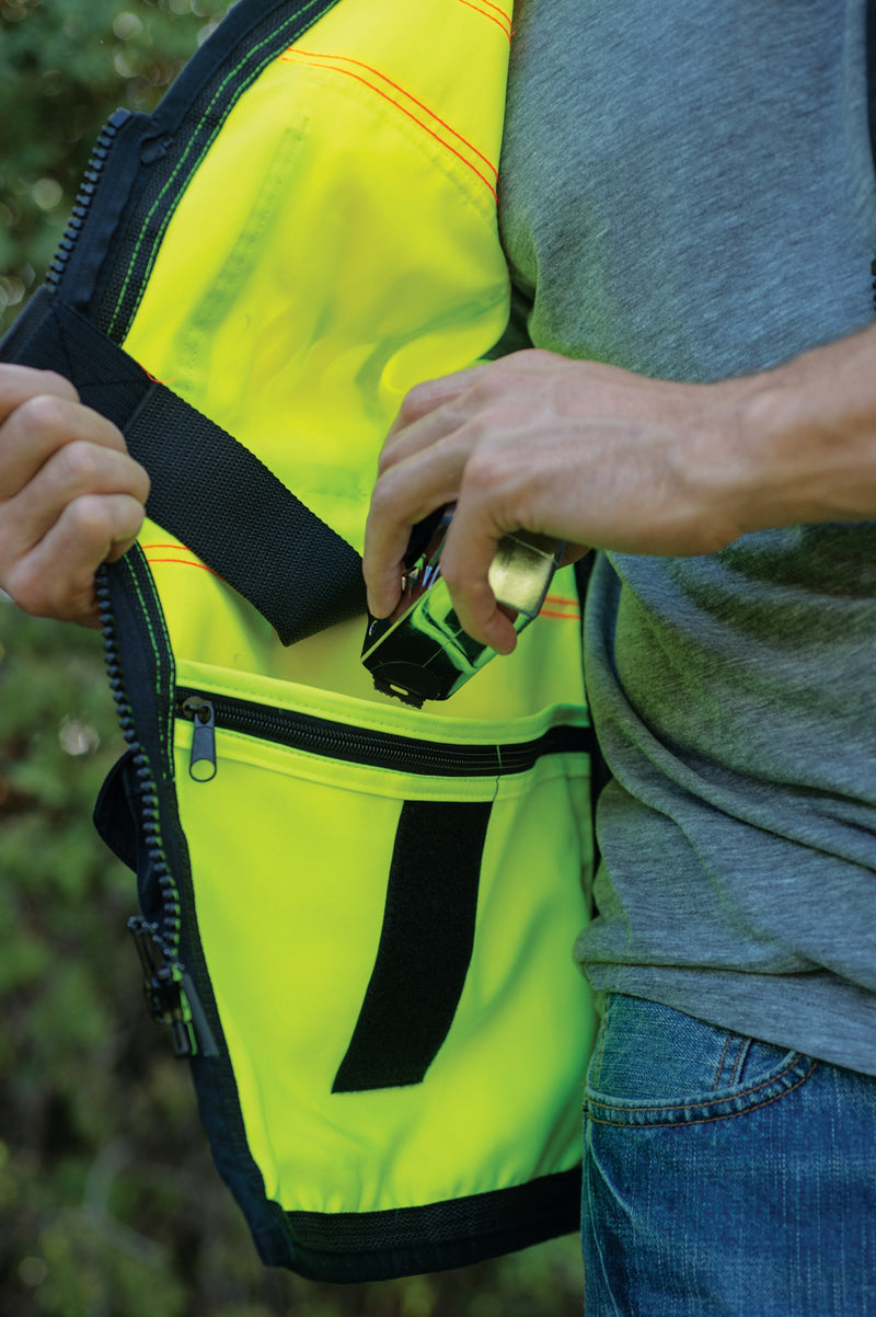 Load image into Gallery viewer, Kishigo Black Series Surveyors Vest Lime Pocket
