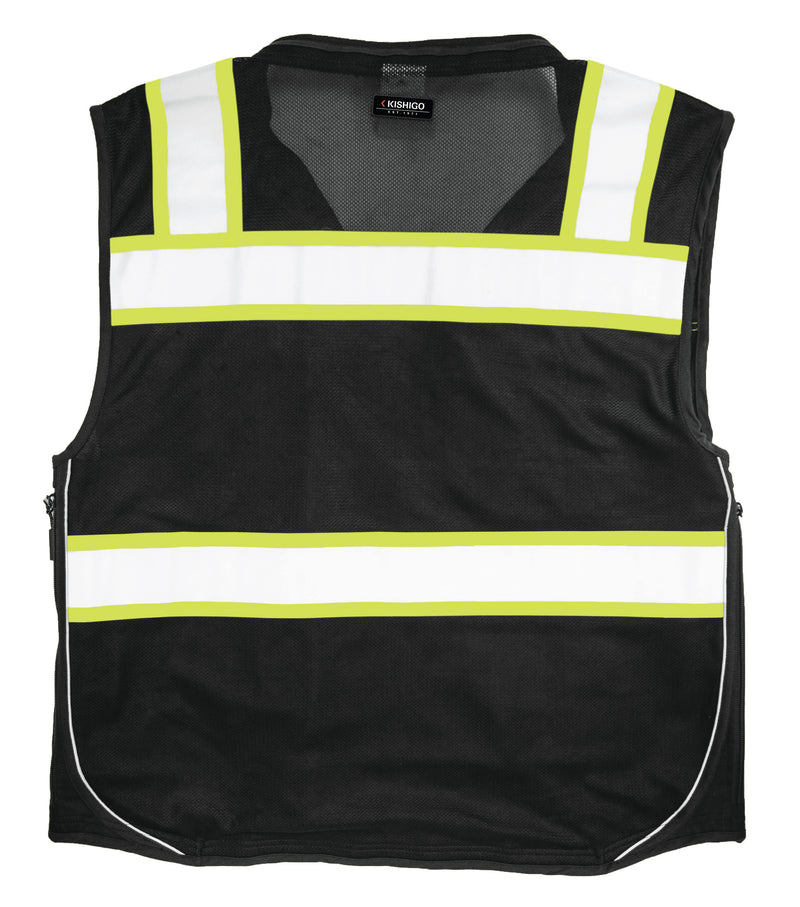 Load image into Gallery viewer, Kishigo Enhanced Visibility Professional Utility Vest Black Lime

