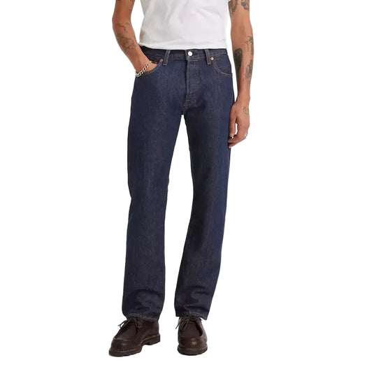Man wearing white t-shirt with Levis 501 Original Dark Wash