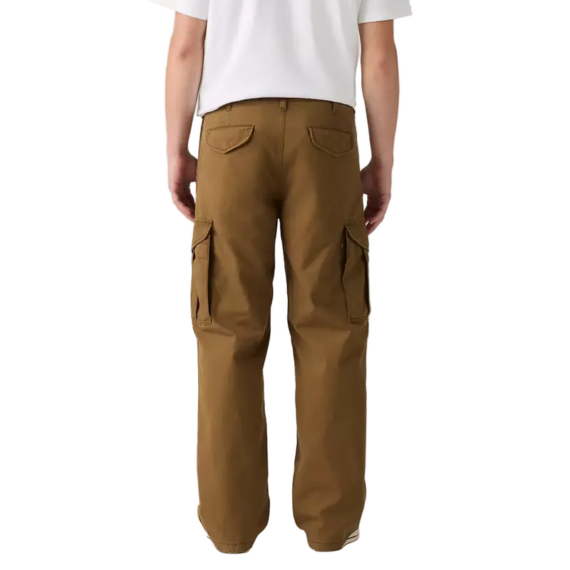 Load image into Gallery viewer, A man shown from the back wearing a plain white short-sleeve T-shirt and brown cargo pants against a white background.
