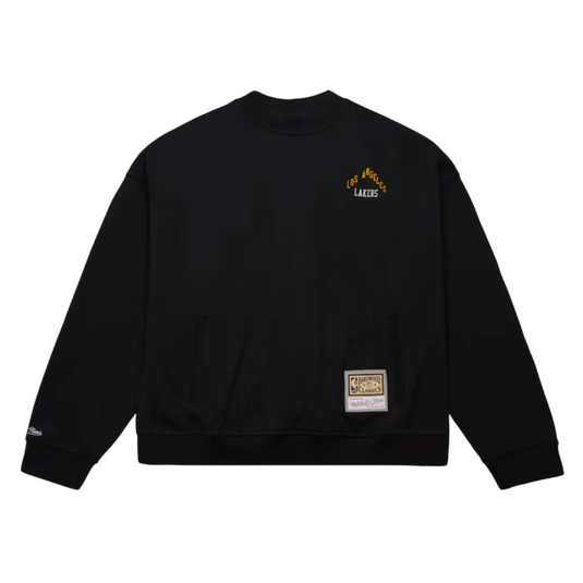 Black sweatshirt with yellow Lakers text and logo on a white background