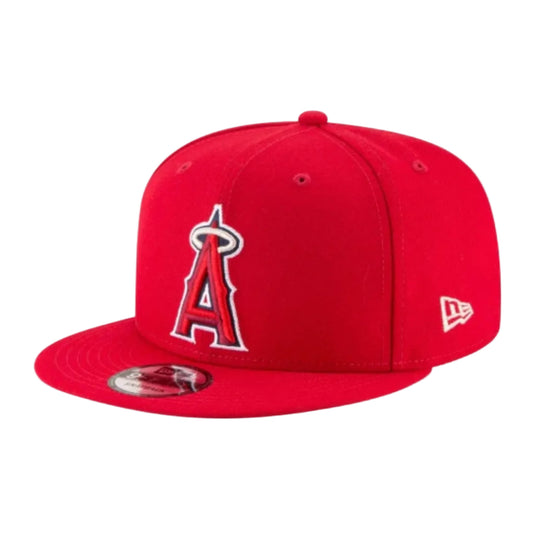Red baseball cap with a logo on a white background
