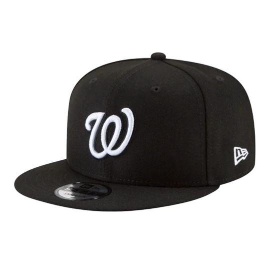 A black flat-brim baseball cap featuring a white embroidered 'W' logo on the front and a white New Era flag logo on the side, set against a plain white background.