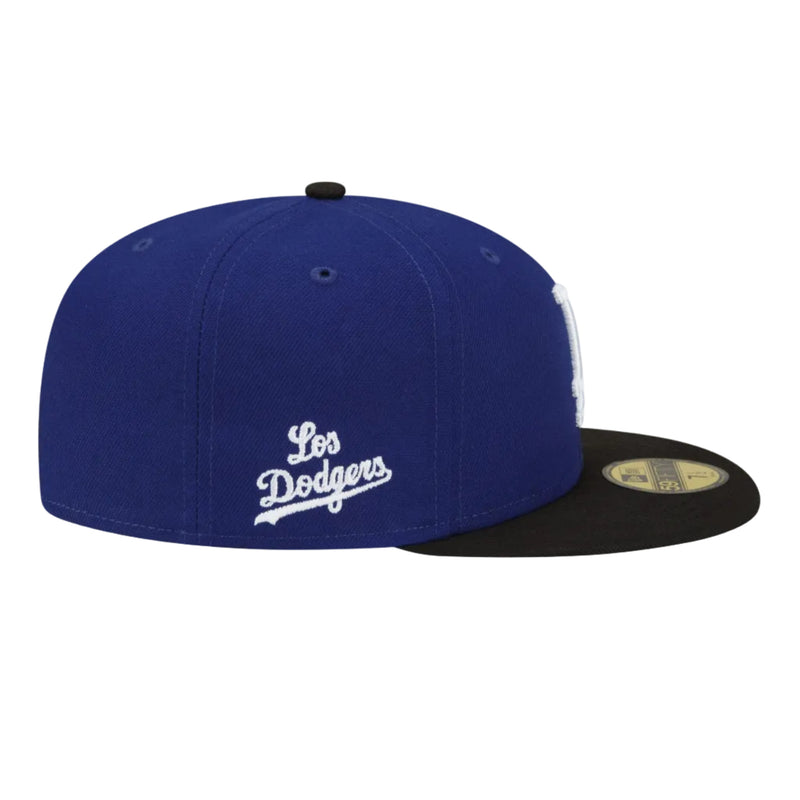 Load image into Gallery viewer, Blue and black Los Angeles Dodgers cap on a white background
