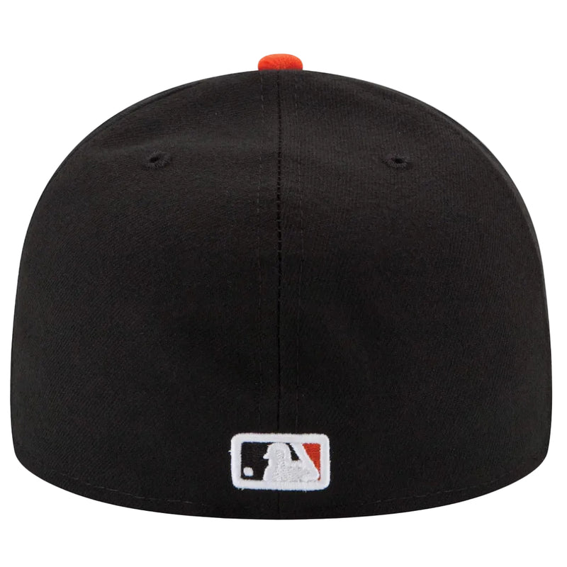 Load image into Gallery viewer, The back of the New Era 59Fifty fitted cap of MLB team San Francisco Giants in the team black and orange colors with  and MLB logo on the back center. 

