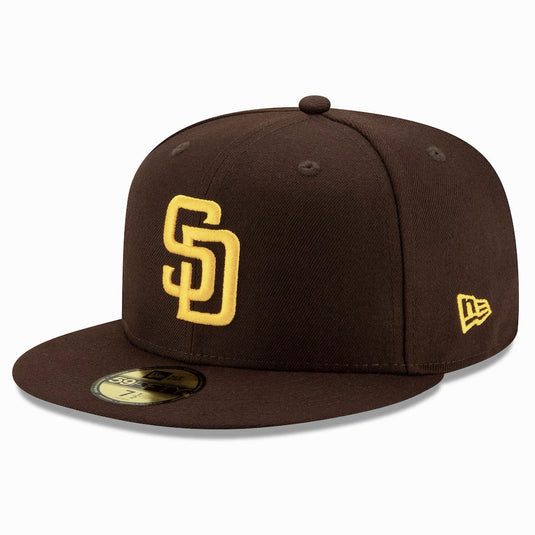 New Era 59Fifty MLB San Diego Padres on field game cap in brown with a gold 