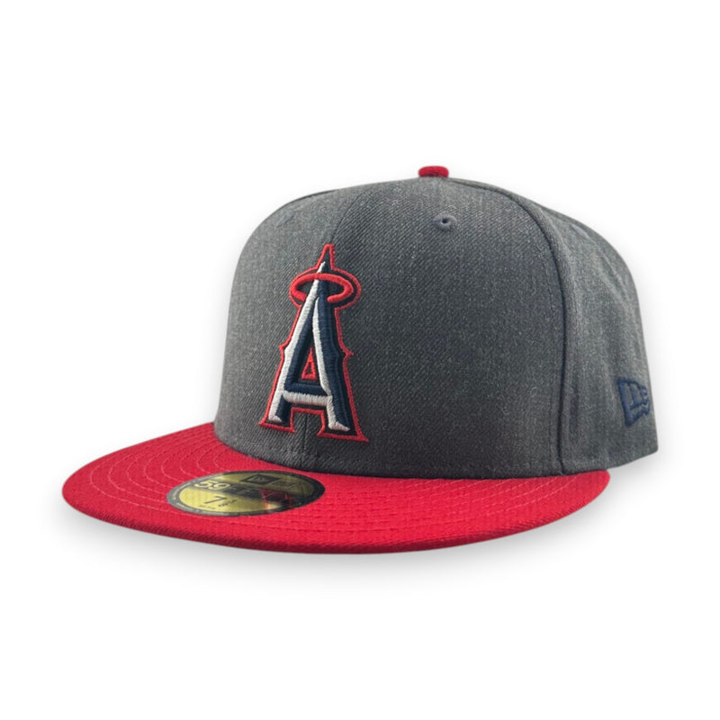 Load image into Gallery viewer, Gray and red baseball cap with a logo on a white background
