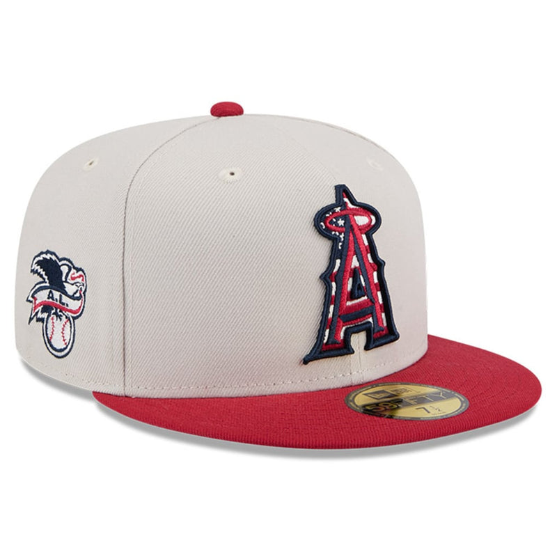 Load image into Gallery viewer, Stone colored Angels cap with team logo on a white background
