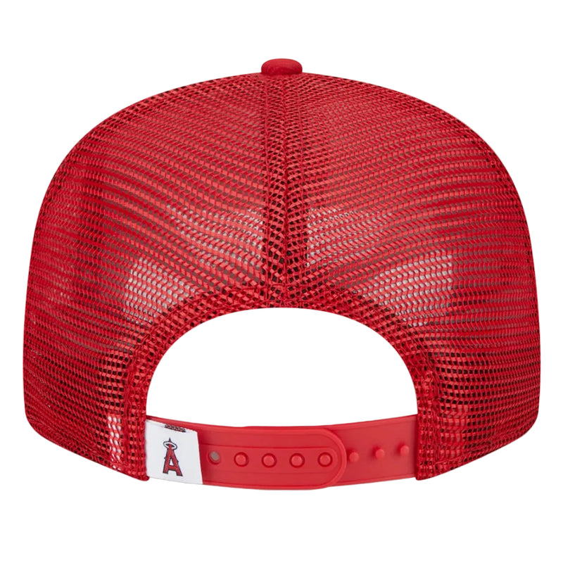Load image into Gallery viewer, Red mesh cap with a logo on the back on a white background
